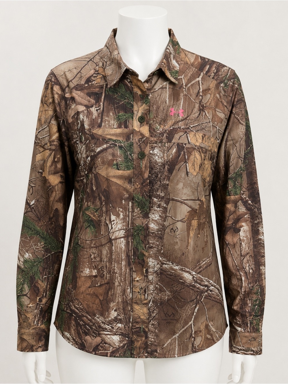 NWOT Under Armour Realtree Camo Button-Up Shirt XL Brown Green